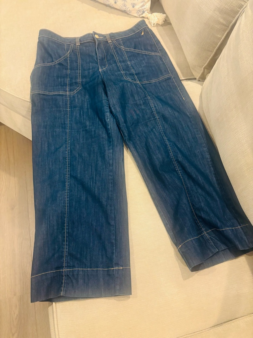 Náutica Wide Leg Dark Wash Denim Cropped Jeans